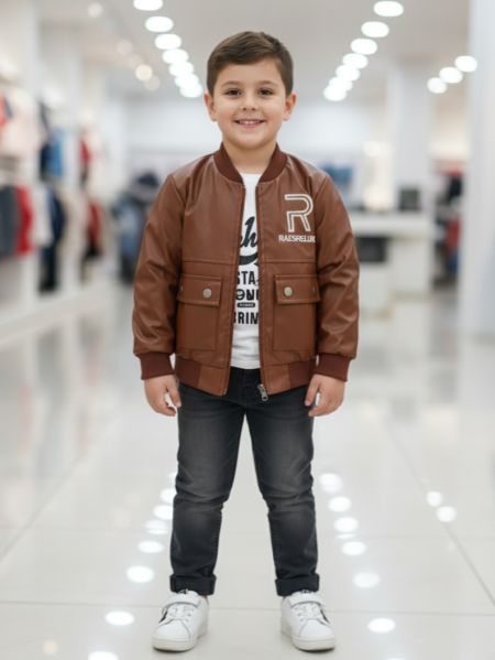 طقم جاكيت جلد حرف R