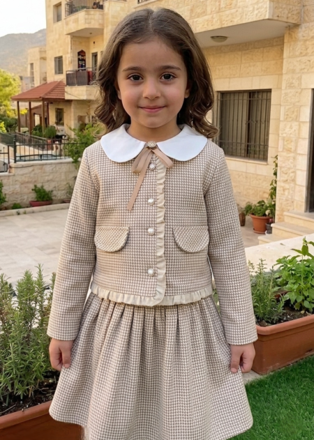 طقم تنورة بيج